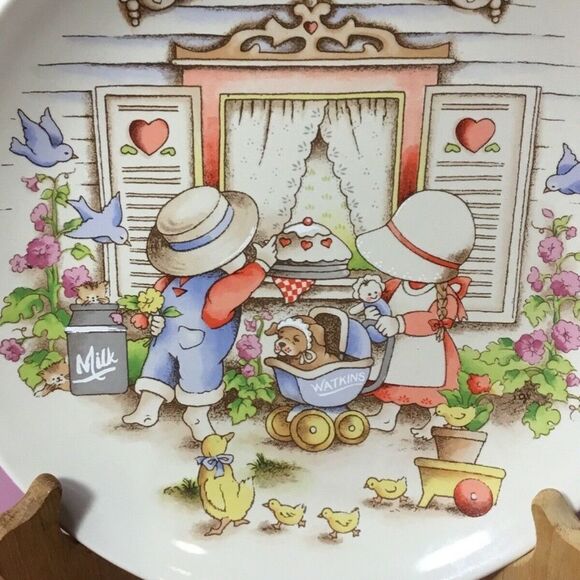 VTG 91s  Watkins Country Kids Porcelain Dessert Plate Moms Are Special 8" - Picture 6 of 10